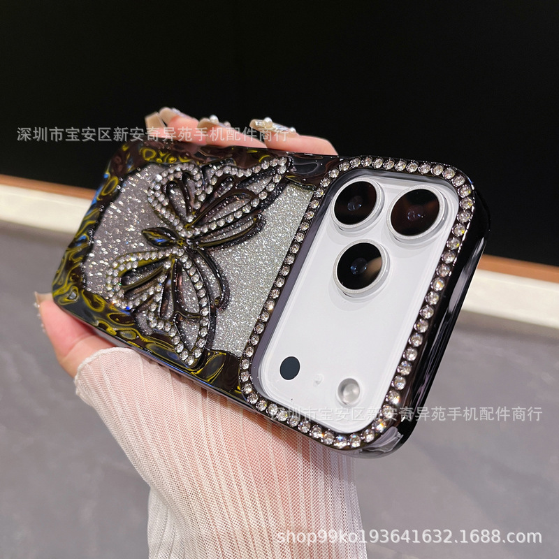 渐变闪粉镂空电镀蝴蝶软壳高级感适用iPhone17Promax苹果16手机壳|undefined