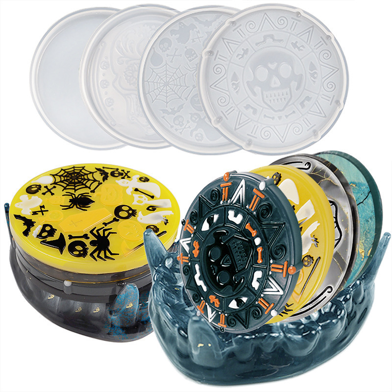 diy Crystal epoxy mold Halloween teeth coaster suit skull tray mirror resin silicone mold