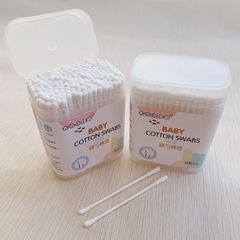 Big-eyed little monster baby paper shaft thin double-ended ear scoop spiral cotton swab baby cotton swab cotton ball 200 pack