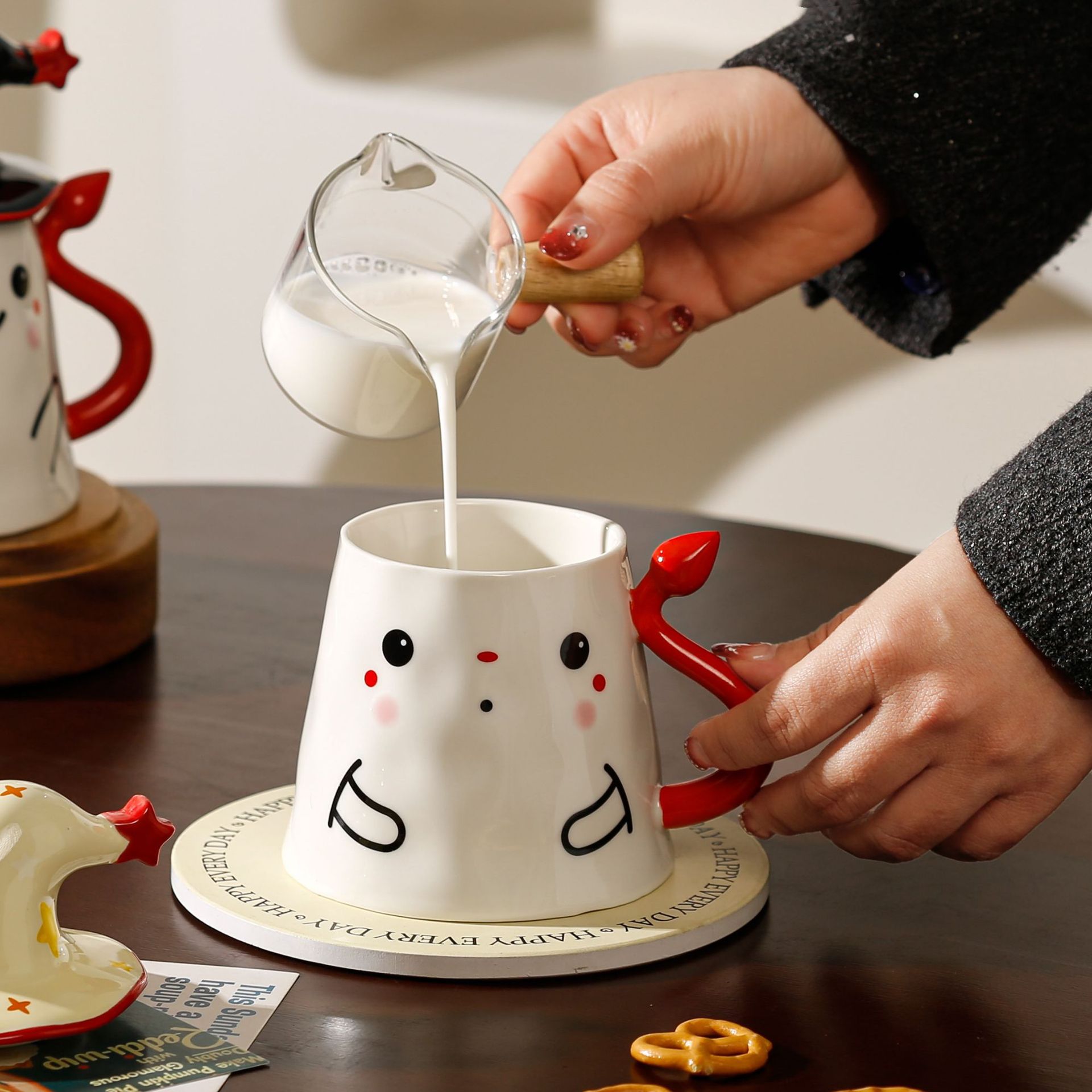 Extraño y extraño taza de cerámica fantasma lindo estilo creativo pareja de alto valor chica taza de vacaciones con tapa