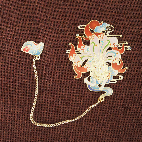 Brass antique metal copper bookmark Forbidden City mythical characters Shan Hai Jing series nine-tailed fox creative hollow bookmark batch