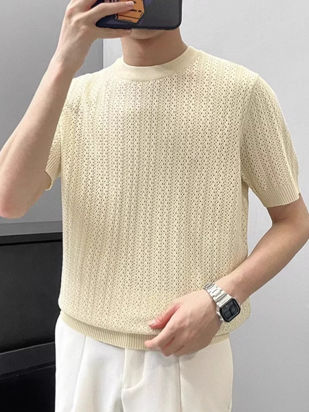 Men's summer silk small design knitted universal sweater with a…
