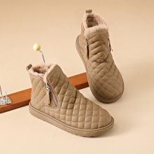 雪地靴女冬季新款加绒加厚保暖高帮棉鞋皮面防滑女士休闲时尚短靴