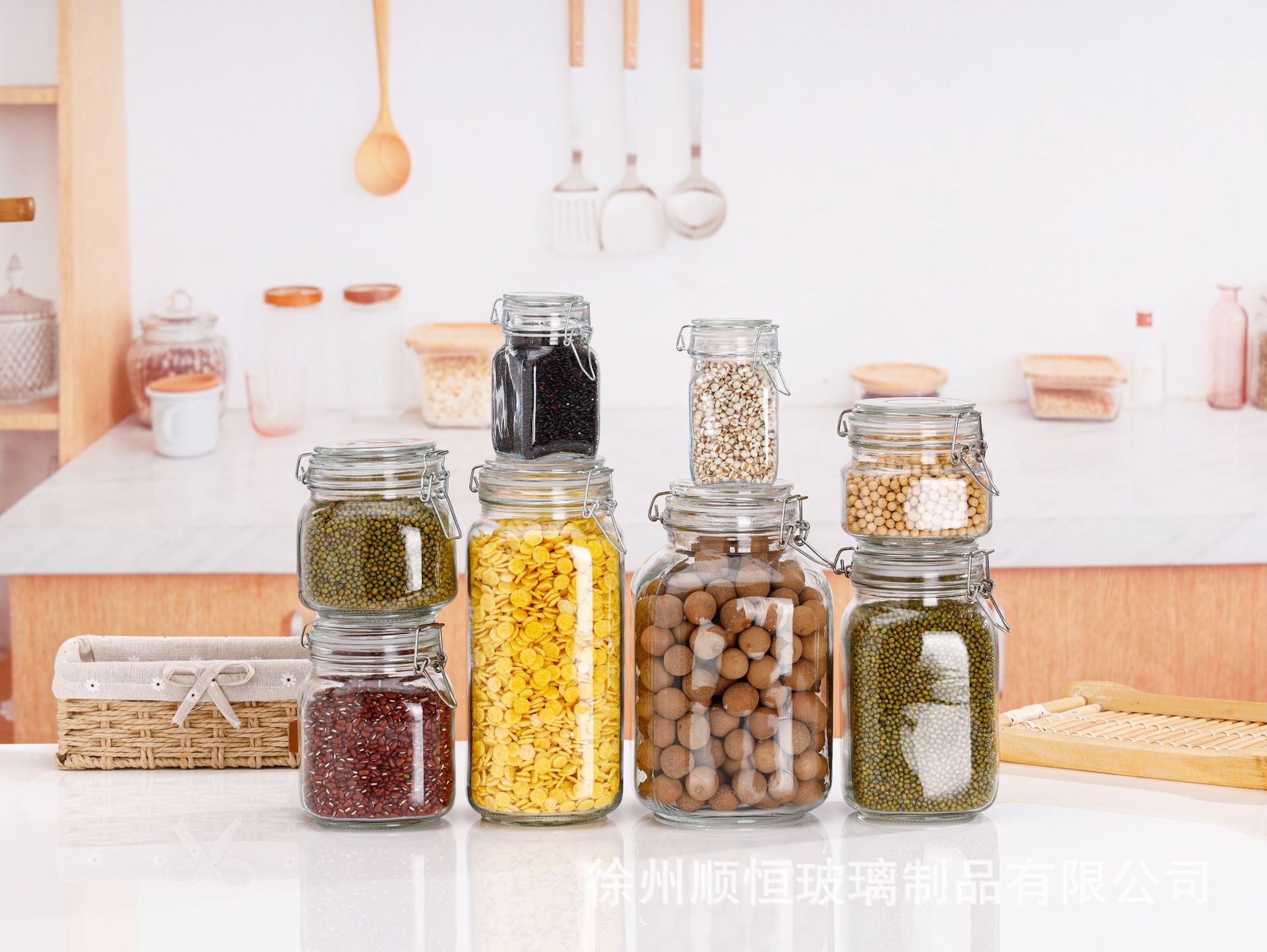 现货方形卡扣储物罐玻璃罐加厚透明干果收纳罐五谷杂粮罐防潮密封
