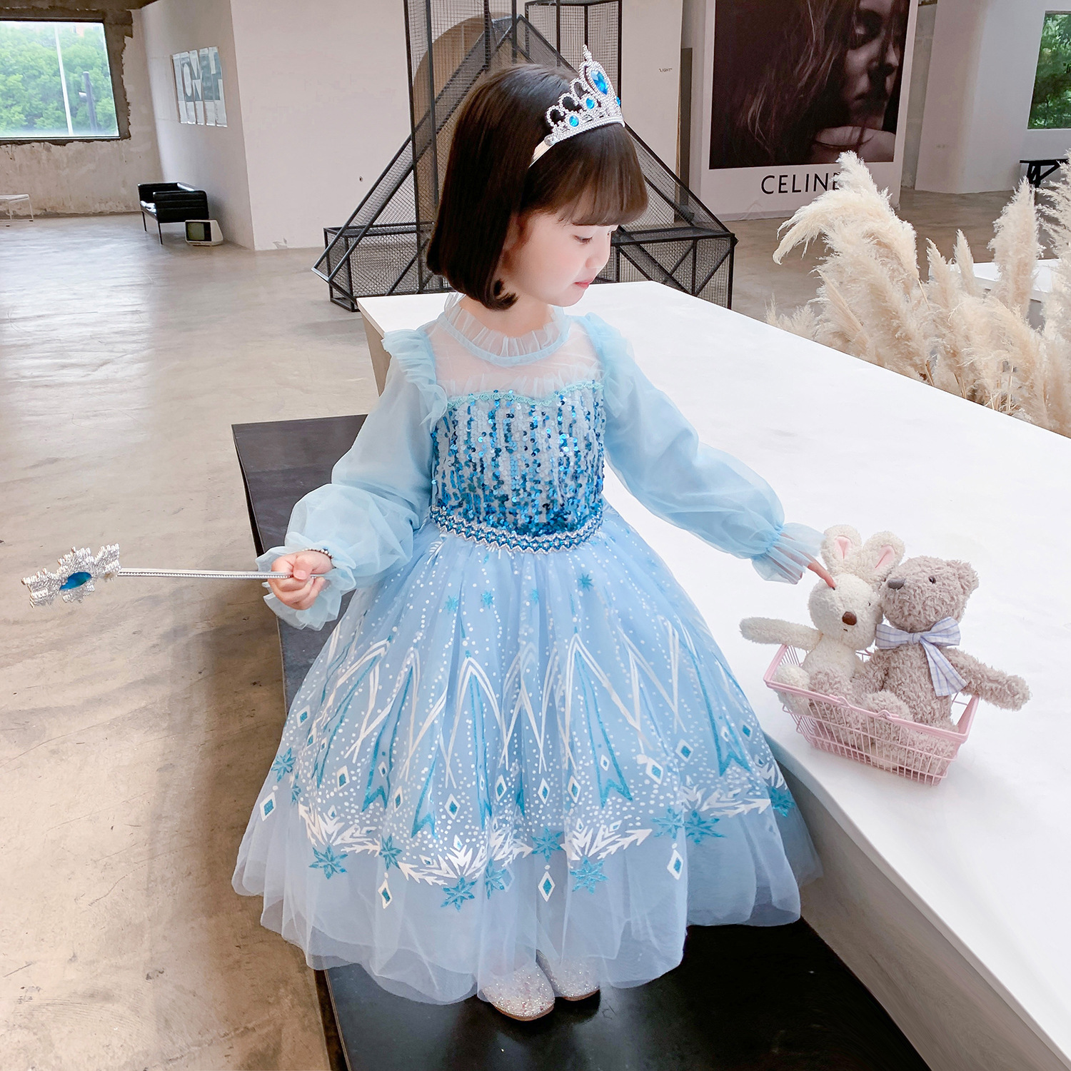 Frozen princesa Aisha vestido de otoño e invierno niños Aisha vestido Aisha nueva Elsa manga larga Aisha ropa