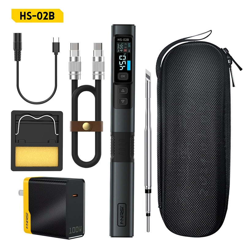 FNIRSI HS-02 умный паяльник 100W, портативная станция с постоянной температурой, паяльная ручка для домашнего ремонта