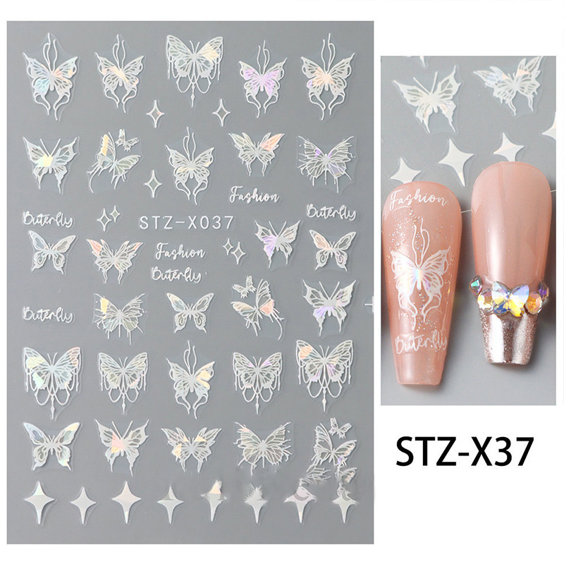 10g Weight Nail Sticker Nail Supplies 1 Set Quantity Stickers Material Starry Sky, Flower, Butterfly Pattern Retro, French Style, Simple Style Style Retro French Style Simple Style Starry Sky Flower Butterfly Stickers Nail Sticker 1 Set 8