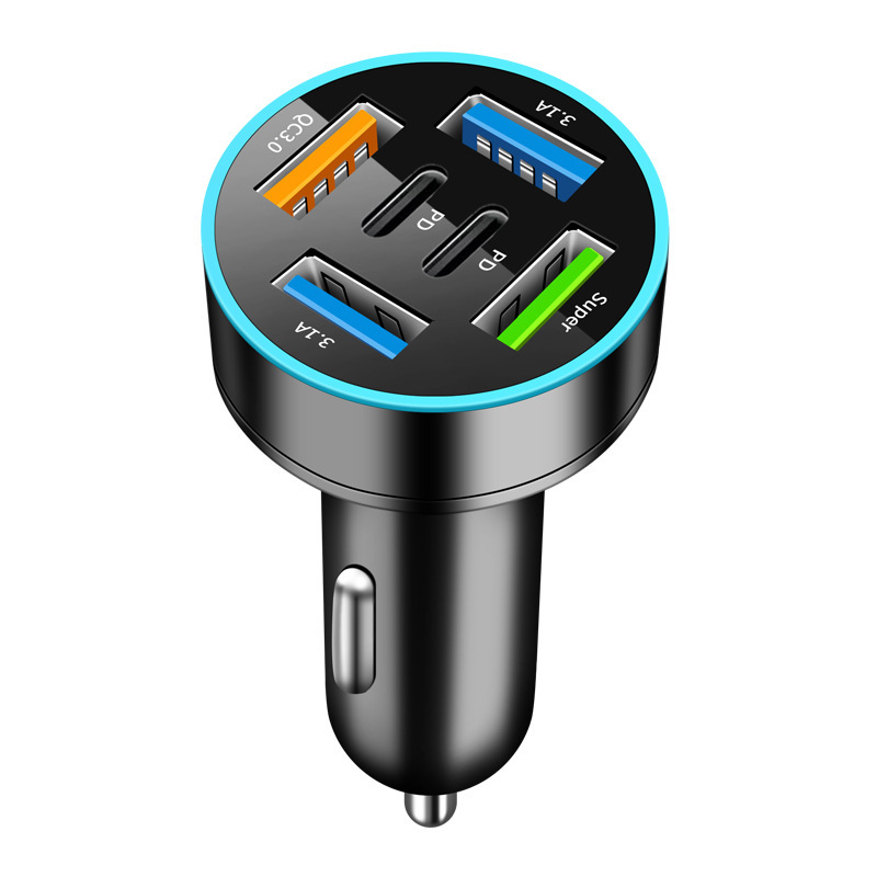 新型デジタル表示車充電4usb 66w急速充電pd携帯電話充電ヘッド一牽引四帯光輪車載充電器|undefined