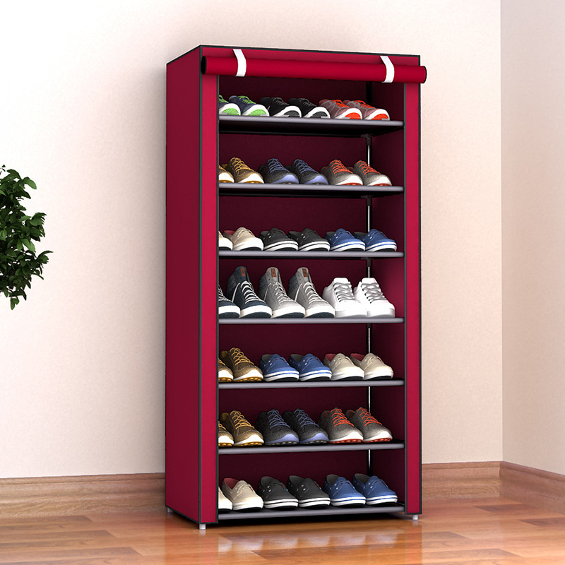 F simple gabinete de zapatos a prueba de polvo doméstico tela de almacenamiento rack de zapatos multicapa rack de almacenamiento de zapatos artefactos de zapatos image 15