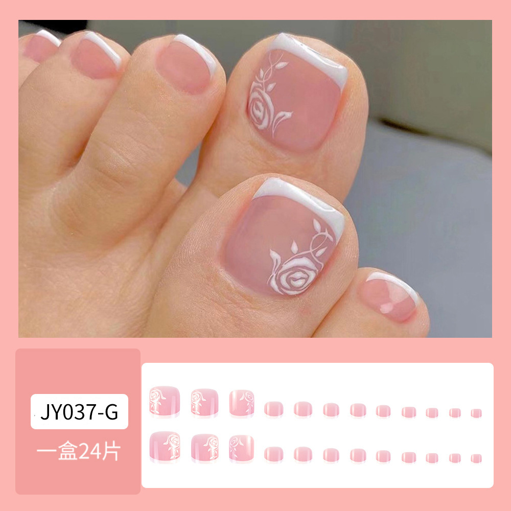 Venta caliente parche de uñas de pie desgaste de uñas de belleza de uñas pieza al por mayor elegante pieza de uñas de pie blanco dedo del pie fábrica de uñas