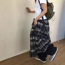 2025早秋季新款百搭复古学院风韩国ins磨毛价格花边拼接半身裙