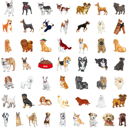 50 sheets of poodle realistic stickers for notebooks, guitars, luggage, decorative stickers, waterproof stationery creative stickers