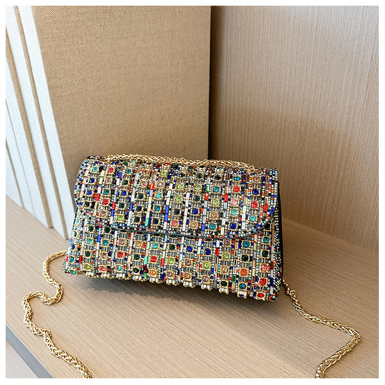 New foreign trade European and American retro underarm bag, casual and fashionable rhinestone small bag, niche single-shoulder bag, crossbody dinner bag undefined