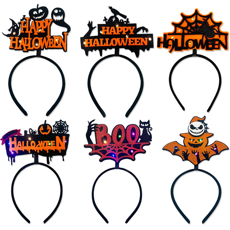 Halloween Luminous Headband Party Dance Decoration Photo Head Buckle Pumpkin Ghost Funny Lantern Headband
