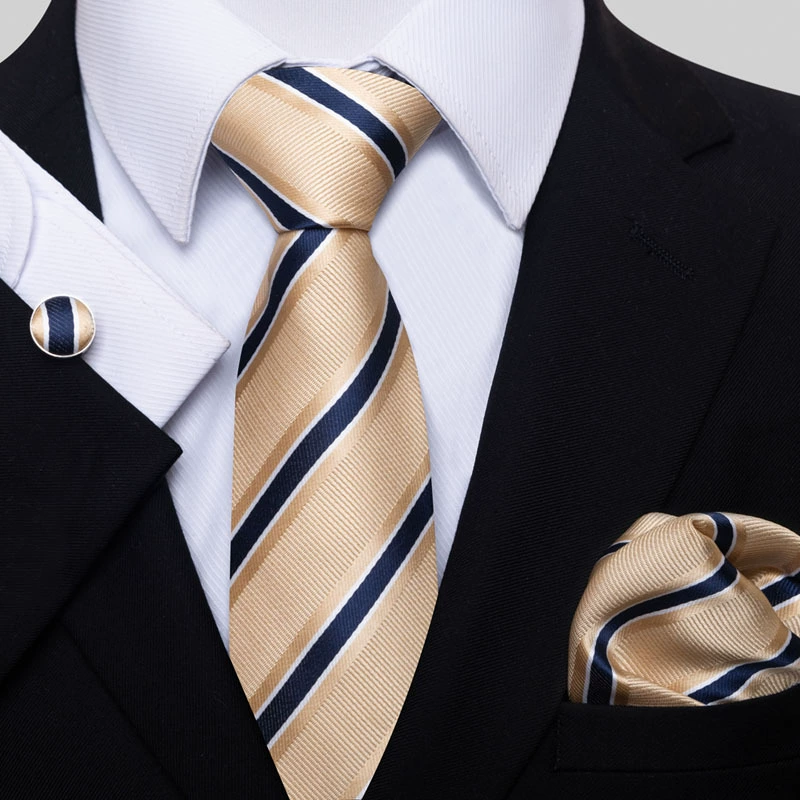 Ready stock solid color polka dot plaid tie wholesale solid color men's tie tie cufflinks pocket square set 8cm