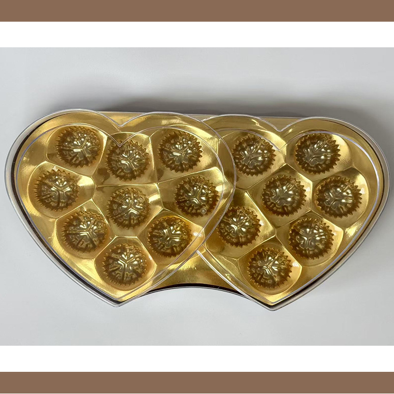 Caja de plástico en forma de corazón doble de 16 piezas Caja de regalo de boda de caramelo de chocolate Caja de embalaje de plástico PS