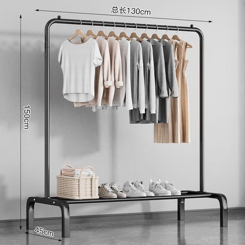 Percha de secado de ropa de piso dormitorio doméstico colgar ropa plegable de una sola varilla simple dormitorio interior móvil percha de sombrero