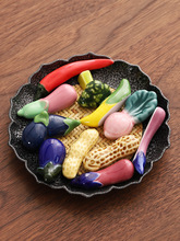 蔬菜瓜果陶瓷釉下彩手绘家用筷托筷枕小摆件酒店日料店餐具筷架