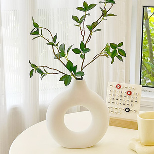 ins plain color ring donut ceramic vase Bell simulation drunk Wood Green Plant living room home decoration
