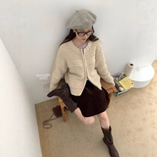 粗针复古麻花毛衣外套女2025韩版秋冬新款百搭宽松双拉链针织衫潮