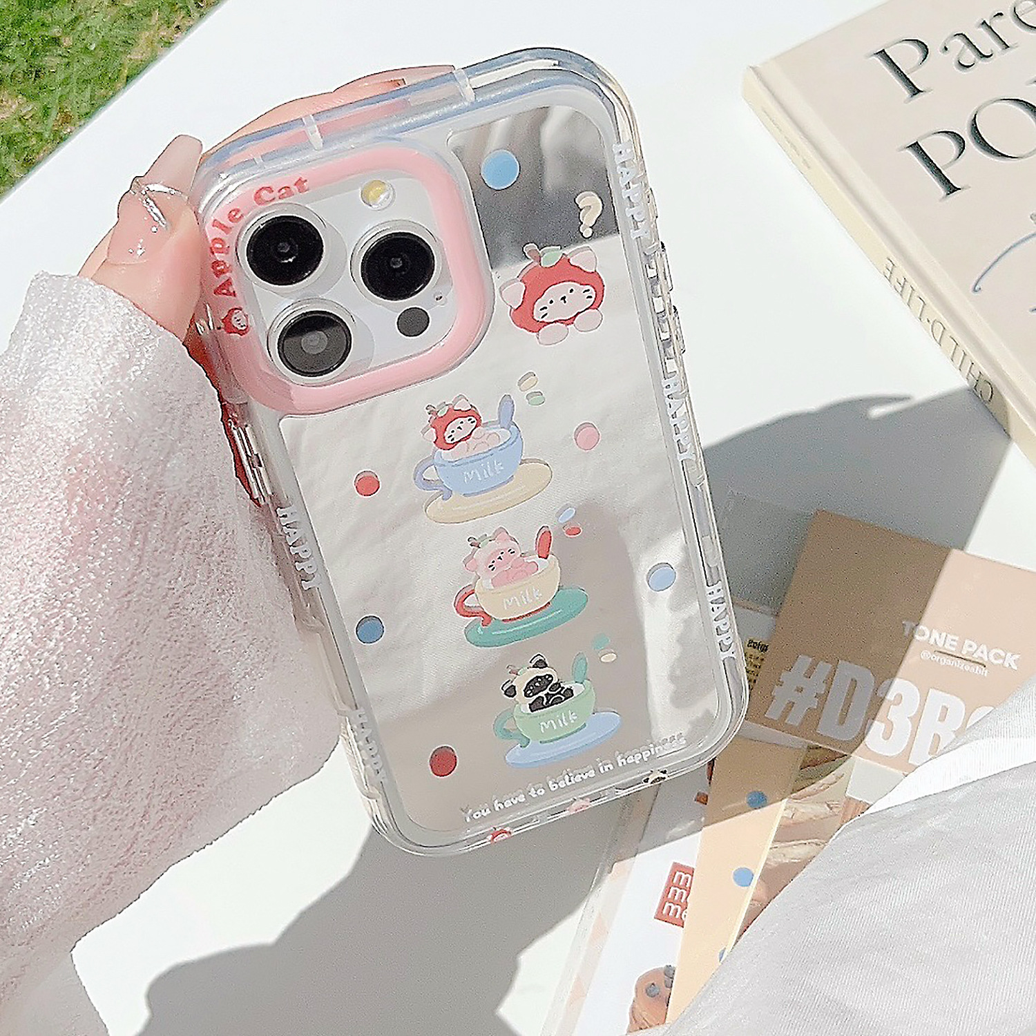 Linda taza de té ins para gatitos 16 Apple 15Pro Max funda para teléfono iPhone 13 espejo 11 nicho 12