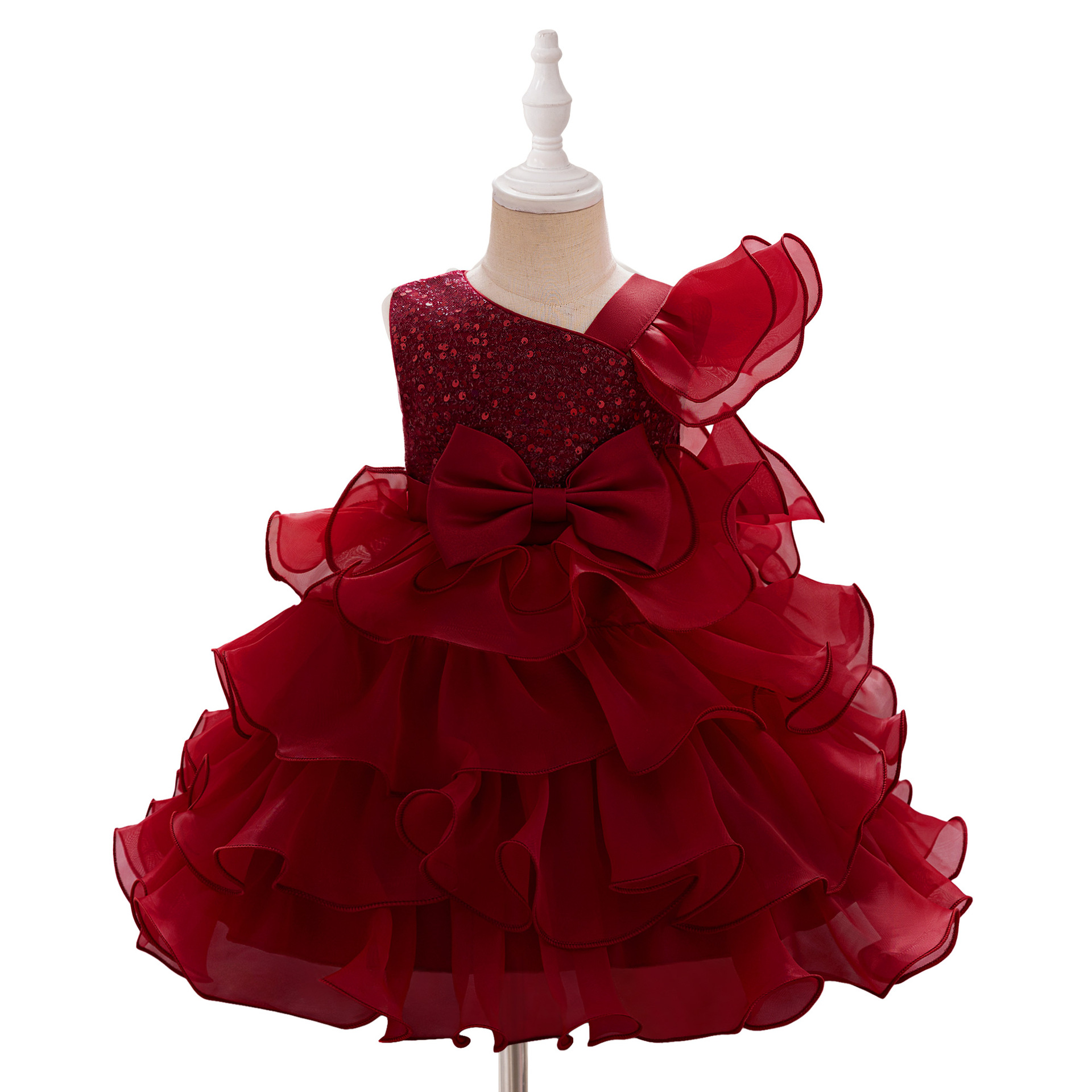 Niños pequeños y medianos nuevos vestidos de aniversario de bebés europeos y estadounidenses, vestido de princesa, pastel, vestido de fiesta de cumpleaños de estilo occidental