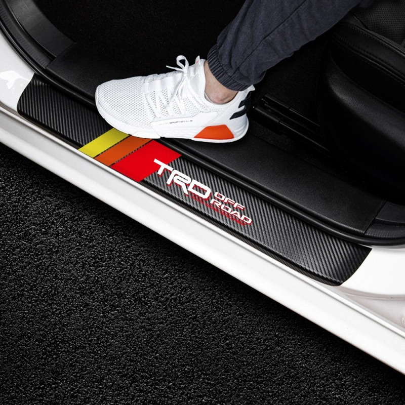 Популярная трансграничная модель, подходящая для Toyota, накладка на порог автомобиля, багажник, узор из углеродного волокна, модификация кожи AliExpress Amazon