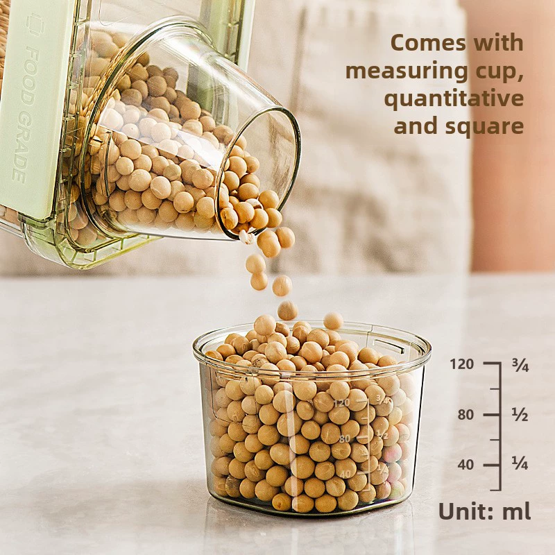 Sealed storage container, moisture‑ and pest‑proof, measuring‑cup lid, 1.3–1.8 L
