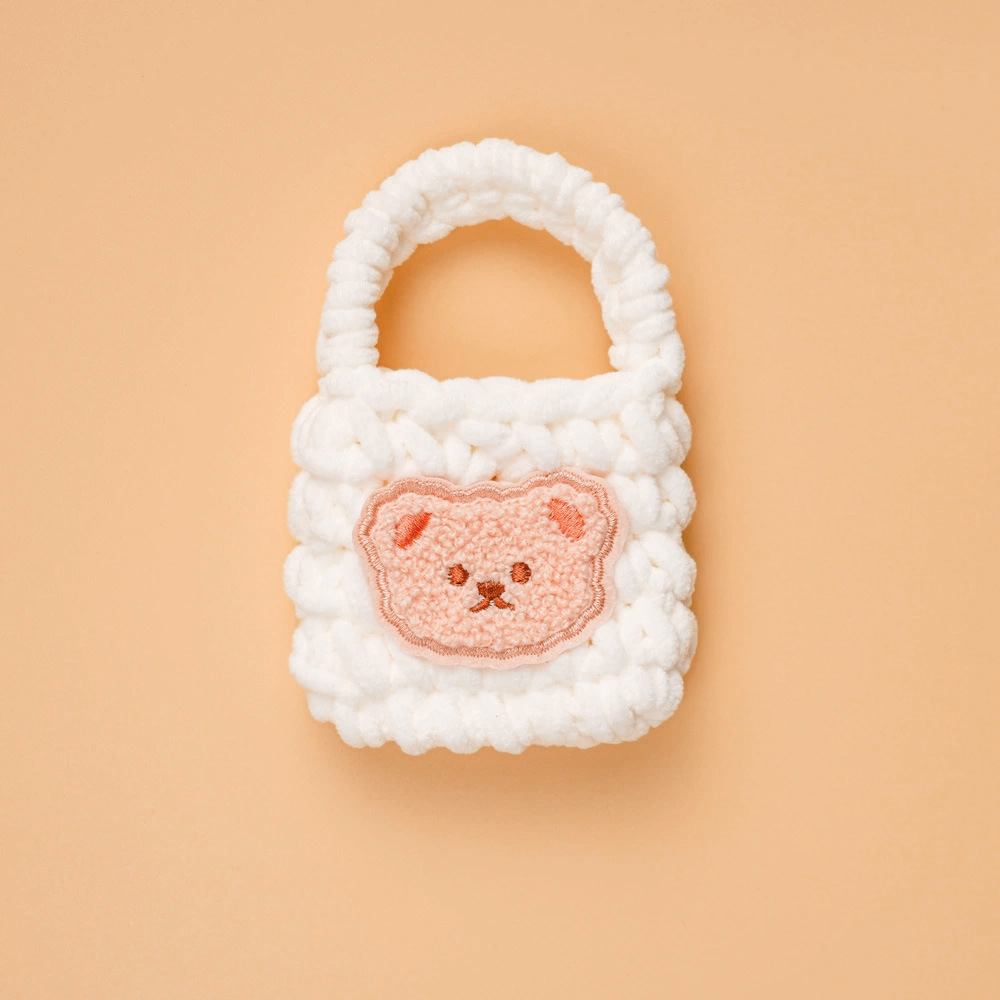Bolsa de auriculares ganchillo acabado con cubierta protectora bluetooth peluche lindo oso pequeño tejido a mano bolsa de cambio de llavero