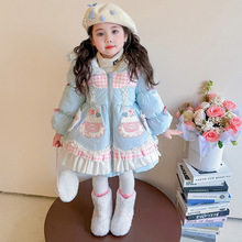 女童棉服冬季2025新款宝宝洋气加厚冬装儿童洛丽塔中长款棉衣外套