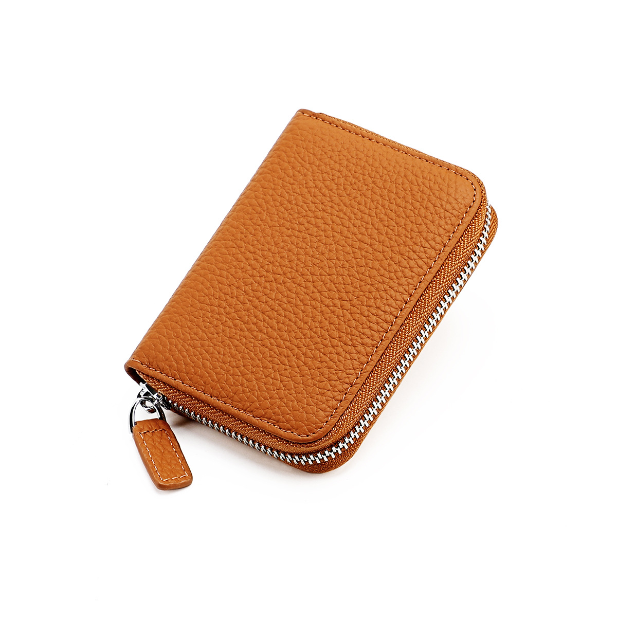 Amazon Japonés Cartera de cuero genuino MONEDERO órgano titular de la tarjeta RFID antirrobo cremallera monedero de la moneda de gran capacidad titular de la tarjeta