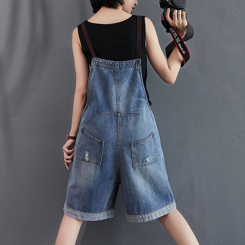 Women's Summer Jeans Belt Pants Student Korean Version Loose Youthful Slimming Wide Leg Bodysuit Tank Shorts