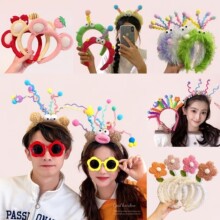 搞怪扭扭棒发箍卡通时尚百搭拍照发饰可爱毛绒皮洛姆彩色发卡头饰