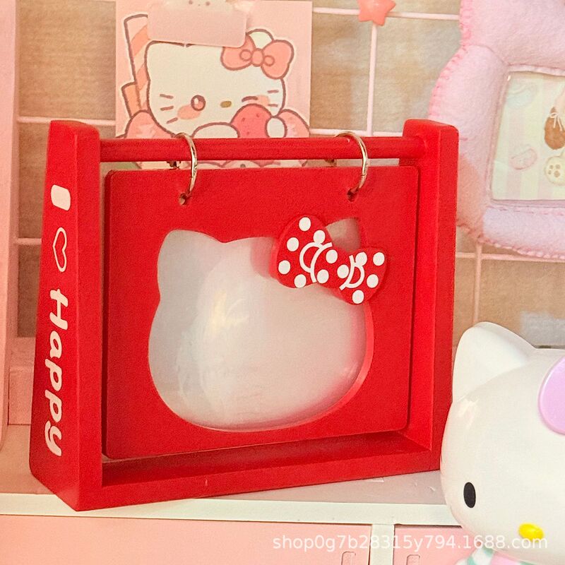 New High-Value Cute Retro Desk Calendar Cartoon Solid Wood Desktop Ornament Standing Photo Frame 6-7inch Photo Storage