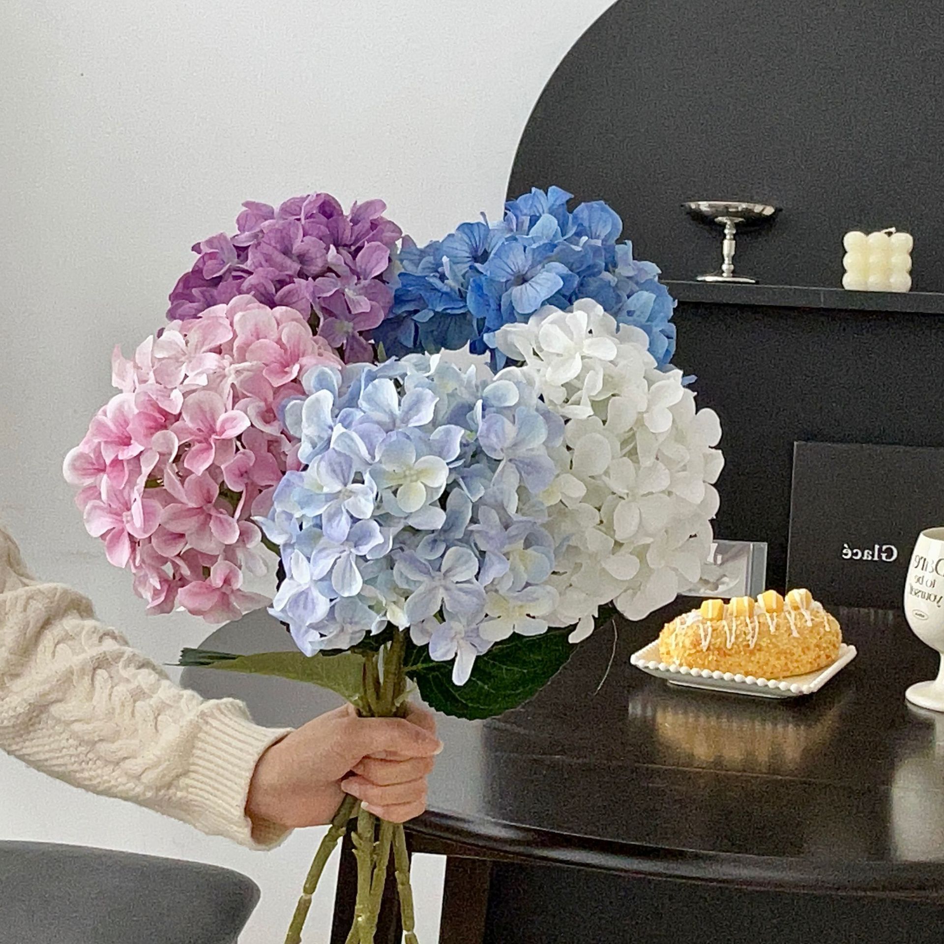 Impresión 3D Aisha hortenida imitación ramo de flores de alta calidad sala de estar flores falsas decoración de mesa de comedor decoración de flores secas dormitorio