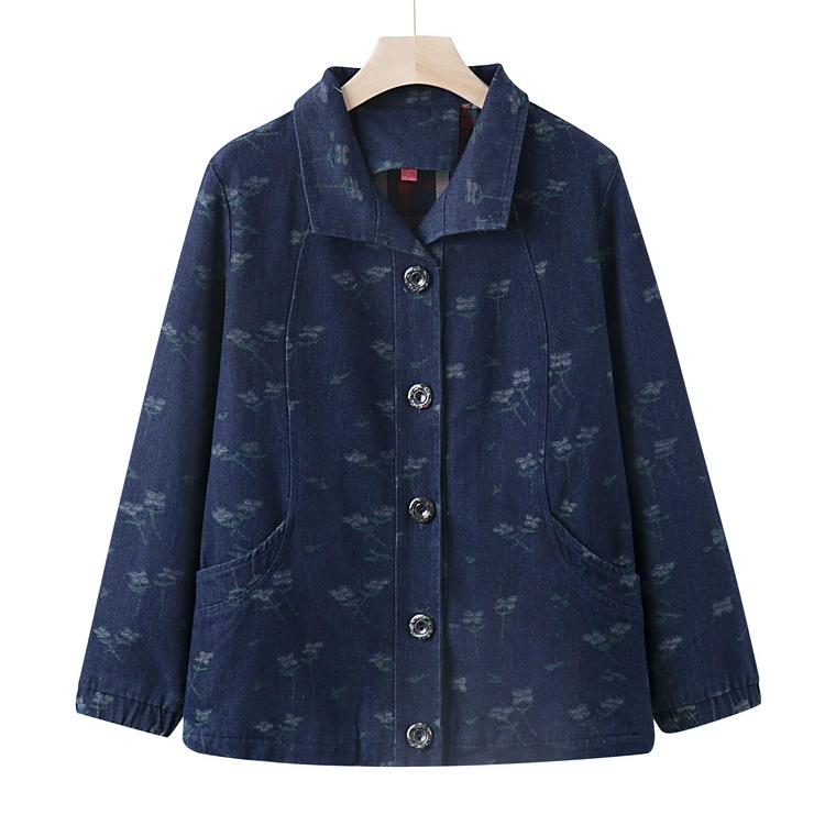 Новая осенняя куртка для женщин среднего и старшего возраста, свободная куртка для мамы, стильный наряд для бабушки, осенний наряд с отложным воротником.