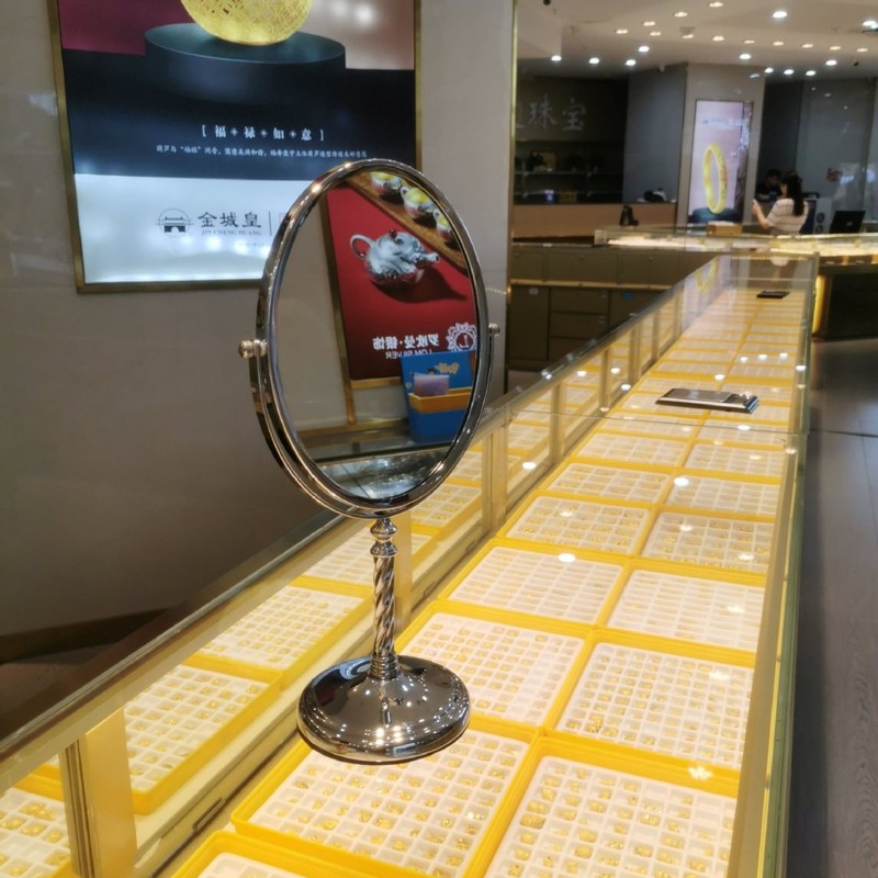 ジュエリーショップミラーカウンター両面ミラーテーブル試着ミラー小道具ジュエリーメイクアップメガネミラーショップゴールドショップ|undefined