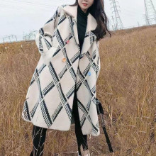 西装领中长款水貂绒女外套加厚秋冬新款针织开衫宽松百搭上衣洋气