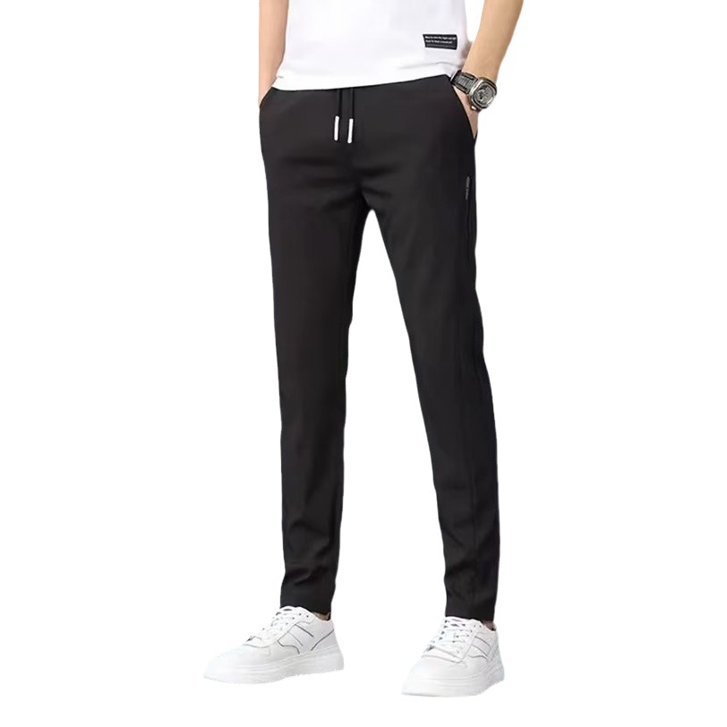 Black Label pantalones forrados de lana de los hombres de otoño e invierno de estilo coreano más tamaño slim fit alta recta pantalones casuales de negocios fábrica en stock