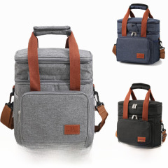 Amazon best-selling large capacity double-layer insulated lunch bag waterproof outdoor picnic bag anti-leak cold ice bag