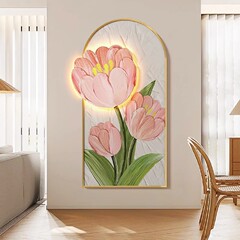 Cream-style lighting painting tulip foyer decorative painting hallway corridor living room sofa background wall hanging painting