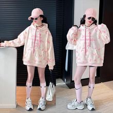 卫衣女童新款2025爆款时尚春装儿童韩版连帽外套中长款遮屁股春秋