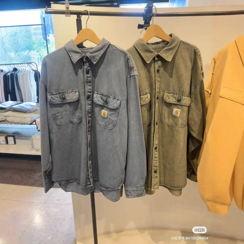 Carhartt Wip 25Aw Autumn and Winter Special Dyed Washed Distressed Double Flap Pocket Pants Denim Jacket for Men and Women