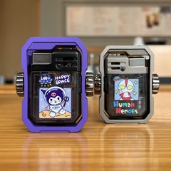 新款解壓機甲陀螺創意打火機炫酷防風粉焰七彩閃燈庫洛米卡通個性