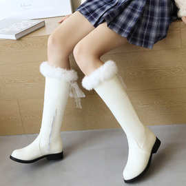 30-33小码靴子加厚女靴冬新款平底高筒靴雪地靴女童学生棉靴代发