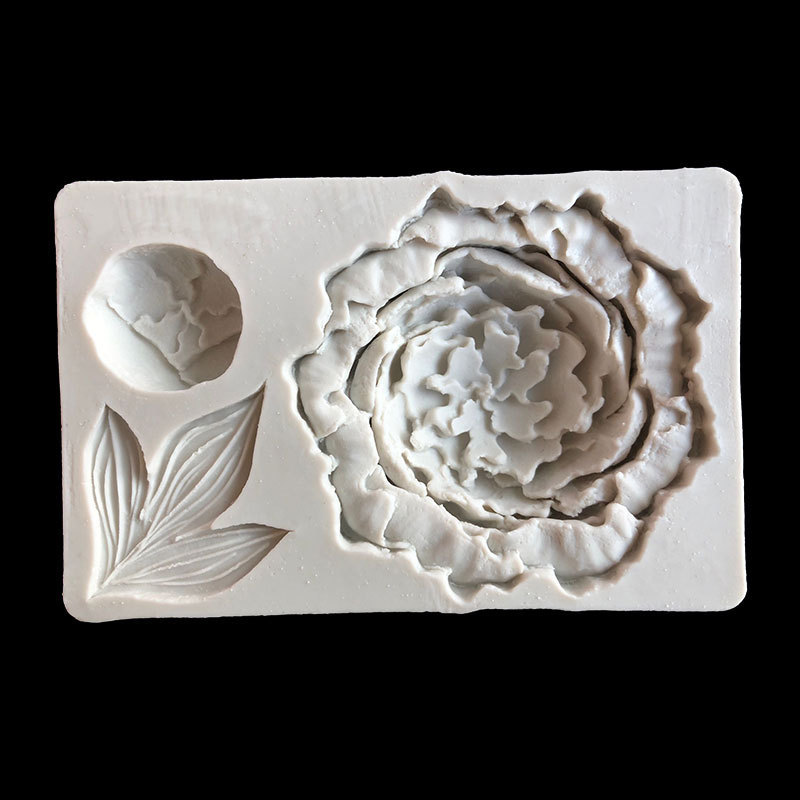Peonía flor hoja simulación molde de silicona fondant cake decoración epoxi arcilla cerámica suave herramienta