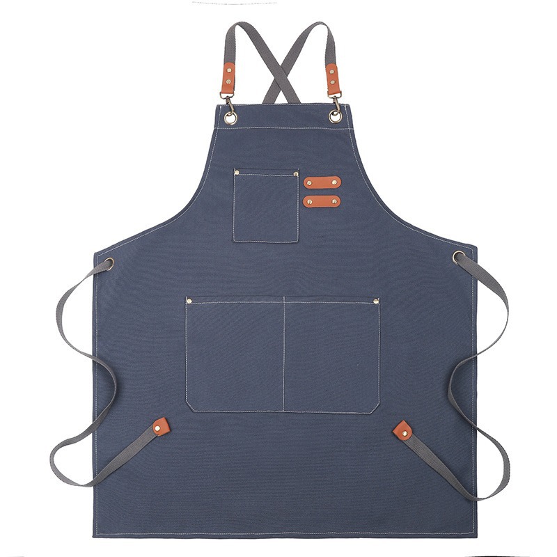 Delantal Mandil de Cintura en Lona de Algodón y Poliéster Impermeable para Cafetería y Restaurante