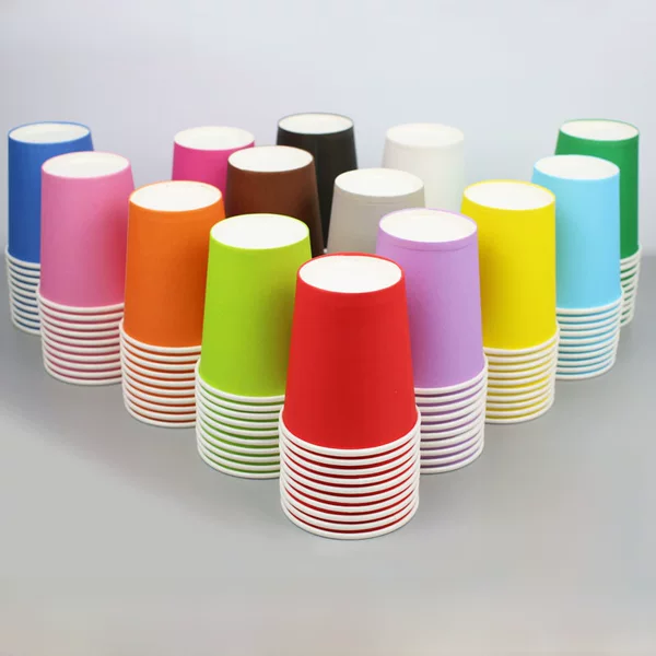 Color paper cup kindergarten handmade DIY disposable paper cup 250 ml thick wholesale mixed color Red Yellow Black White