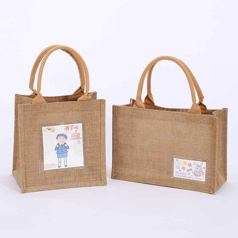 Bolsa de mano logotipo al por mayor moda para salir bolsas de almuerzo de estudiantes bolsas de almuerzo bolsas de regalo bolsas de lino bolsas de lona