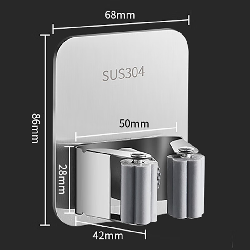 304 Stainless Steel Push-in Hook without Drilling, Strong and Scratch-Free Wall Mount Storage Hook for Broom and Cloth